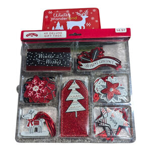 Winter Wonderland-40 Piece Deluxe Gift Tag Set (New) and Decorative Tin (used)